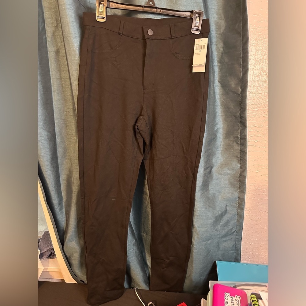 Jason wu’s Women’s Black Straight Leg Pants. Fabric allows Stretch = Comfort.